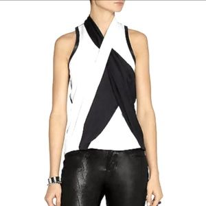 Helmut Lang Draped Leather Trimmed Twisted Top